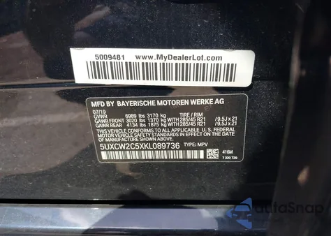 2019 BMW X7 xDrive40I from USA, damaged, VIN 5UXCW2C5XKL089736